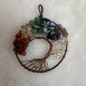 Copper Tree of Life Pendant with Gemstones.